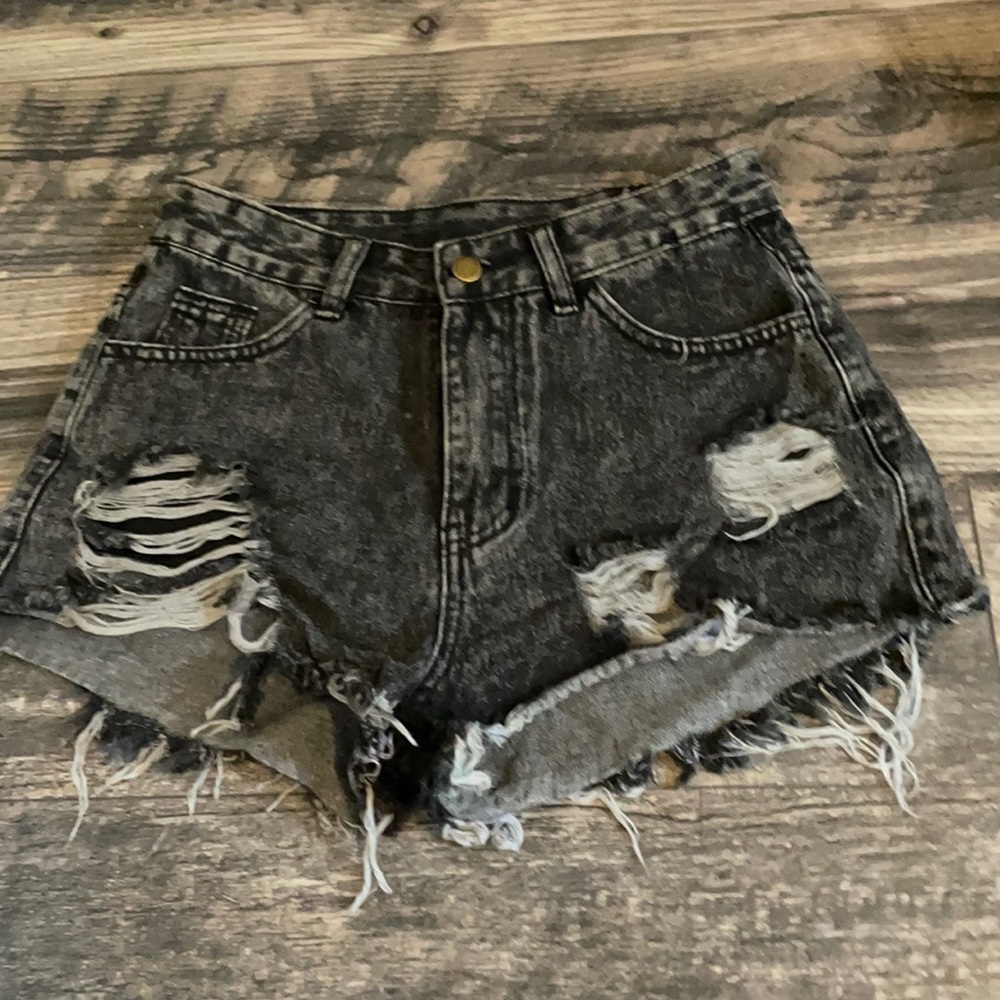 Black jean shorts